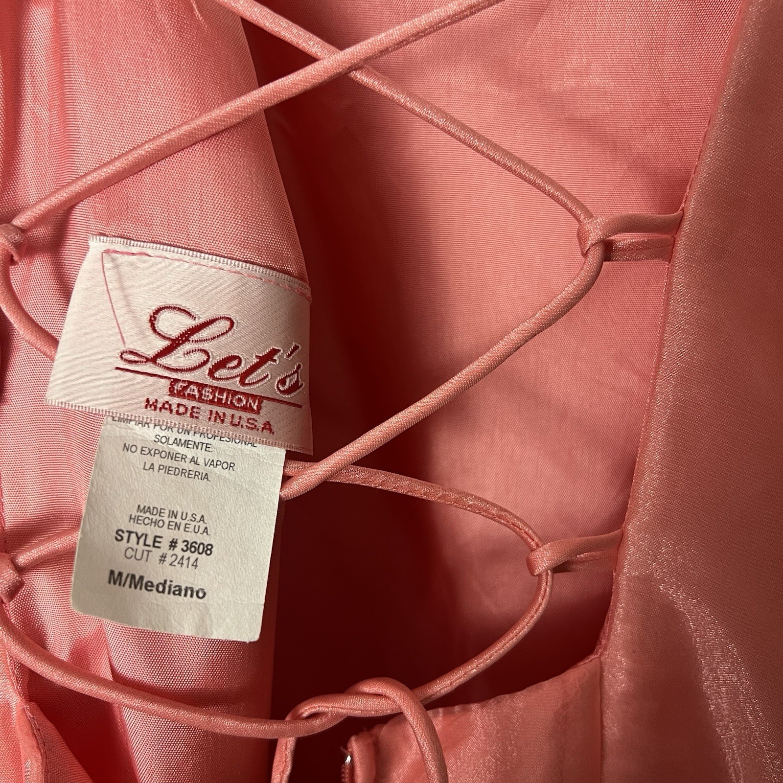 STUNNING VINTAGE Lets fashion pink peach beaded gown with shawl: Medium