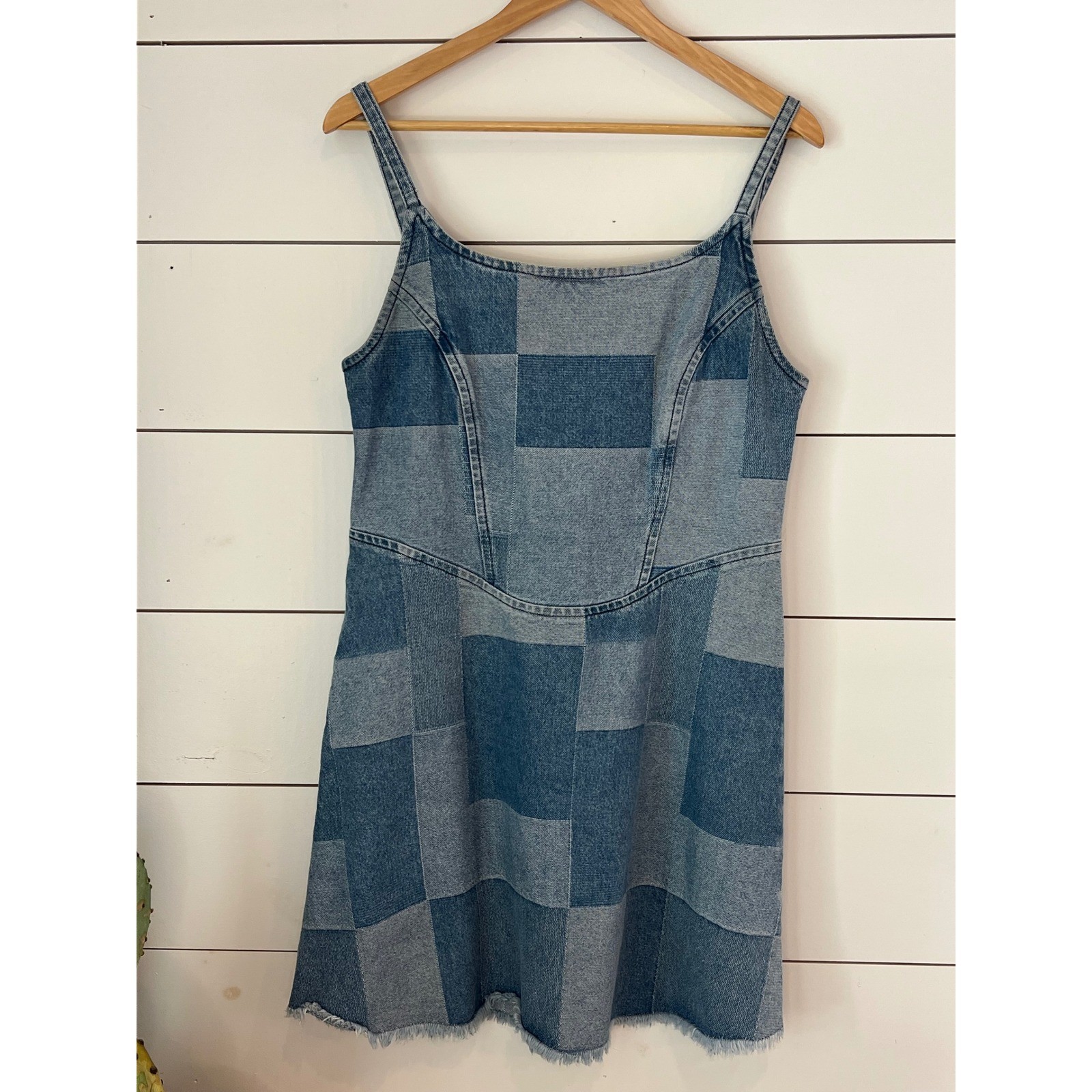 Patchwork Denim Mini Dress / western y2k indie sleaze 100%cotton