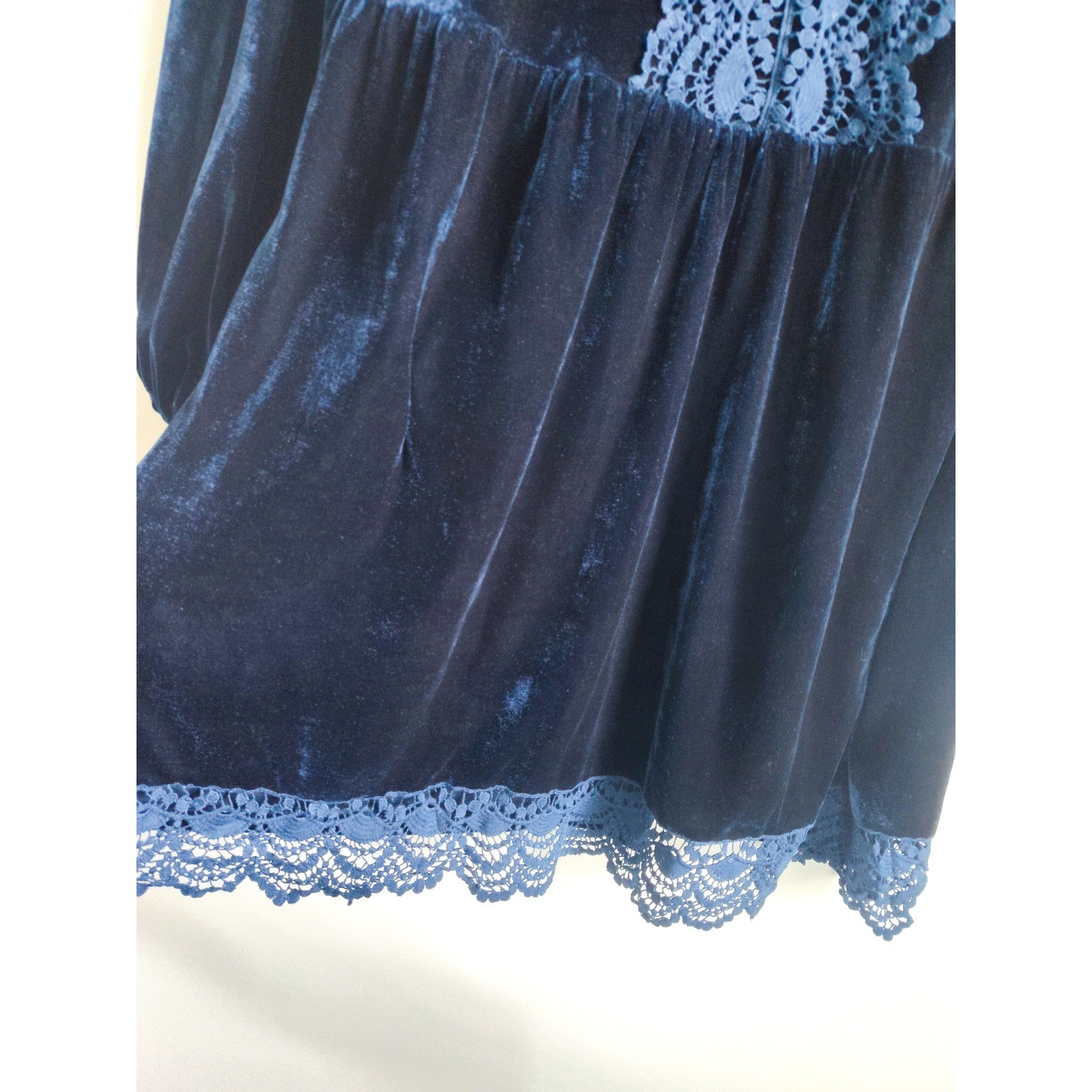 RusttyDustty Babydoll Dress 1X Velvet Y2k Blue Lace Trim Whimsigoth Vampire Emo