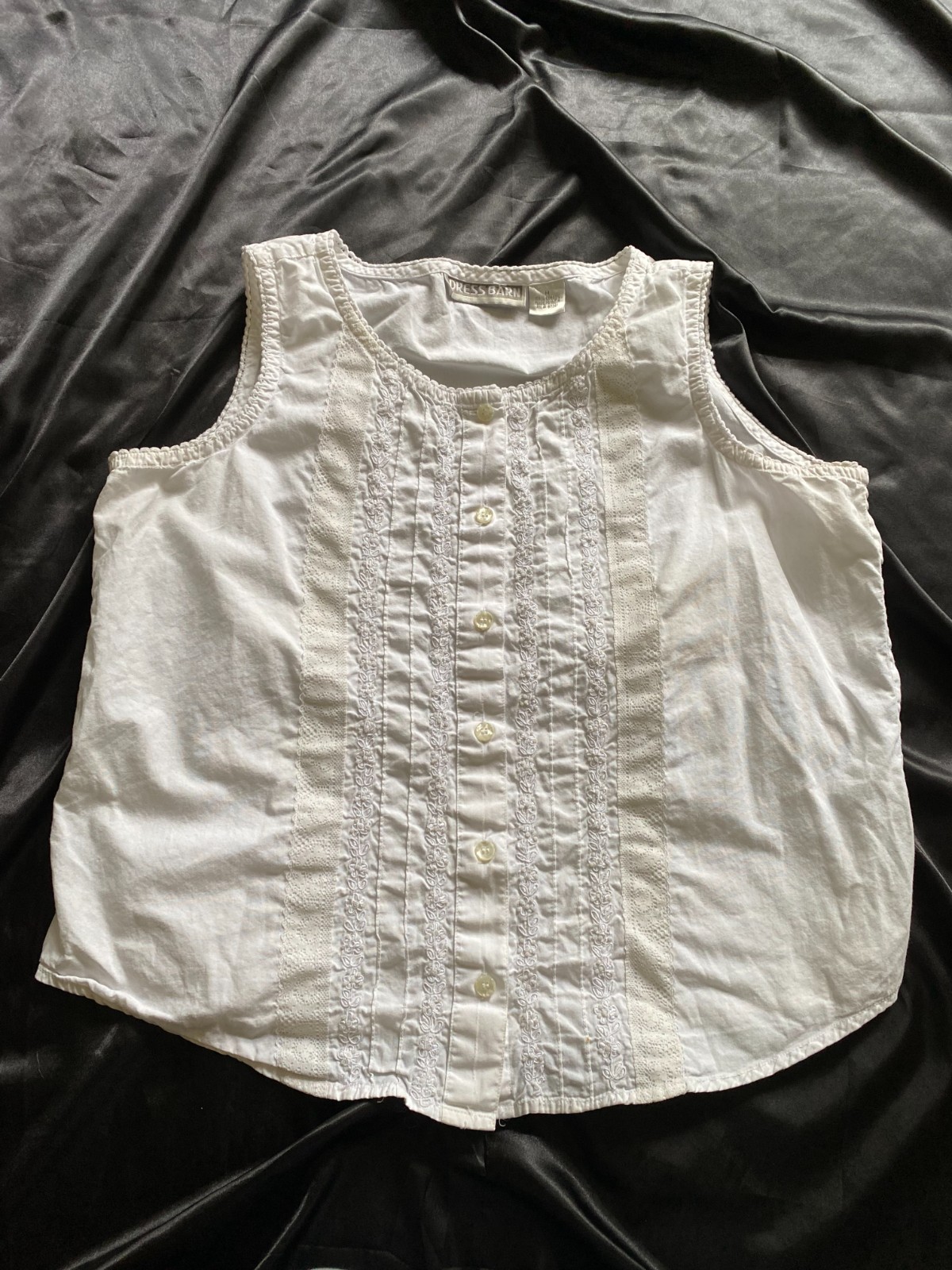 Vintage 1990s 100% Cotton White Crochet Lace Tank Heirloom Boho Victorian Medium