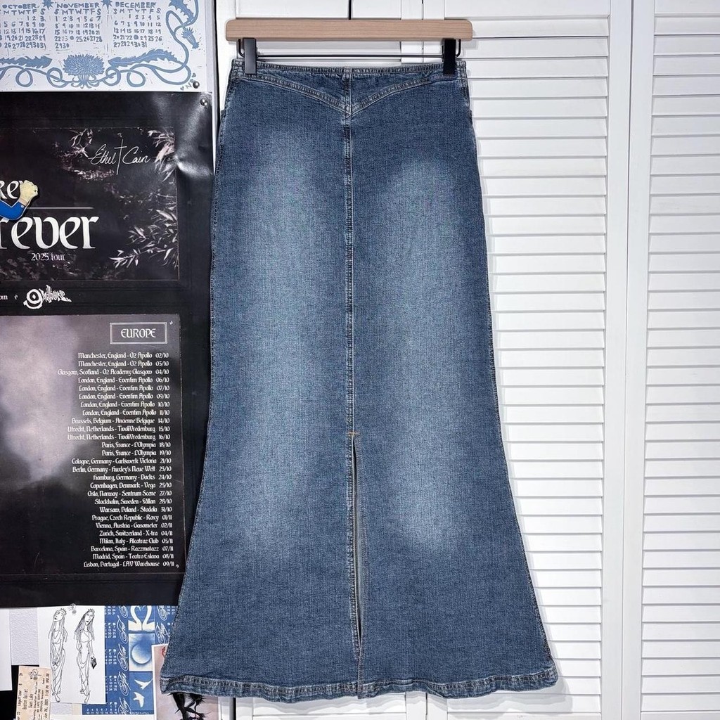 Y2k denim maxi skirt