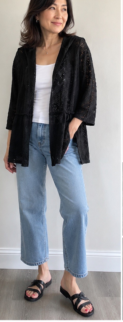 Vintage Gap Open Knit for beach or coverup Women’s 1X Black USA Made Boho