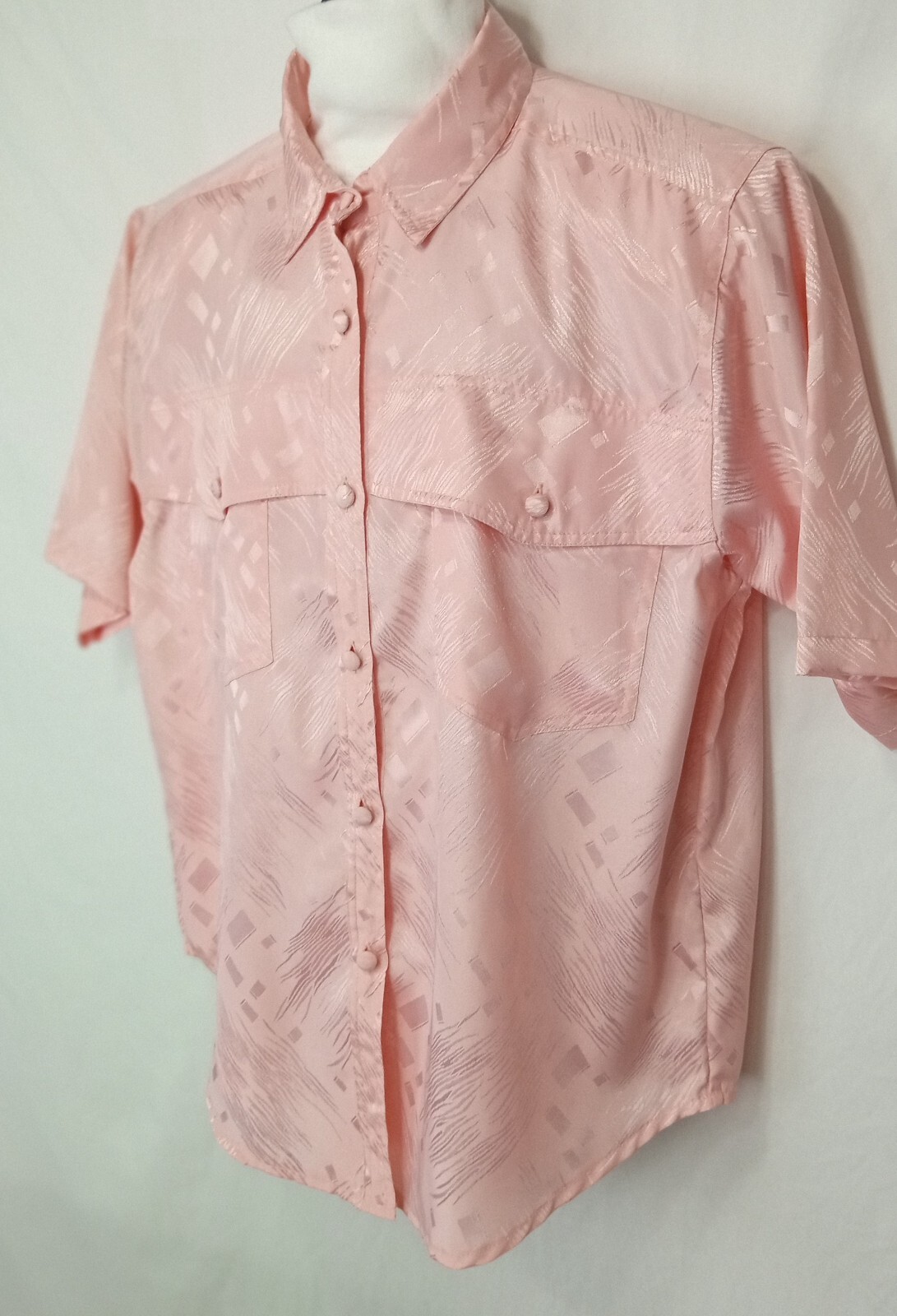 Italy 1980’s Marca Women’s pink satin Shirt blouse top shoulder pads M