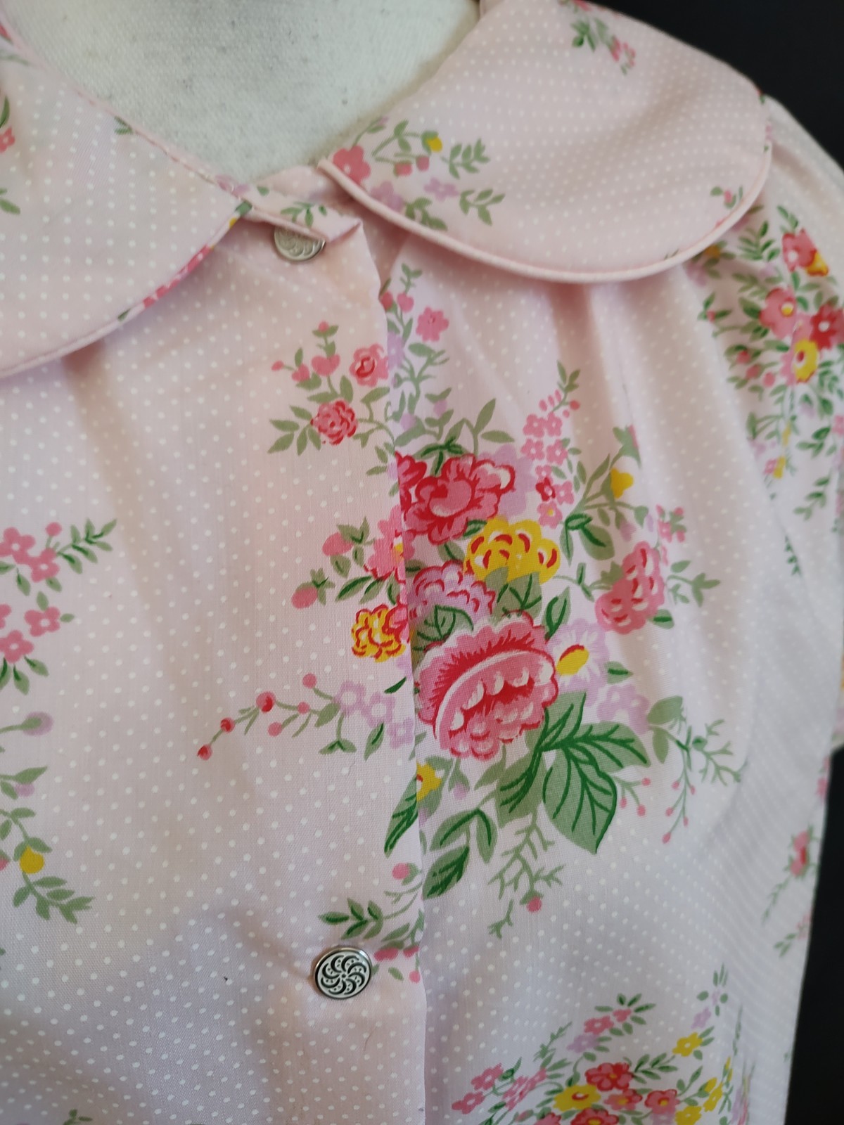 NOS 80’s Vintage House Coat Dress JC Penney Robe Pink Floral Snap Front Sz 12