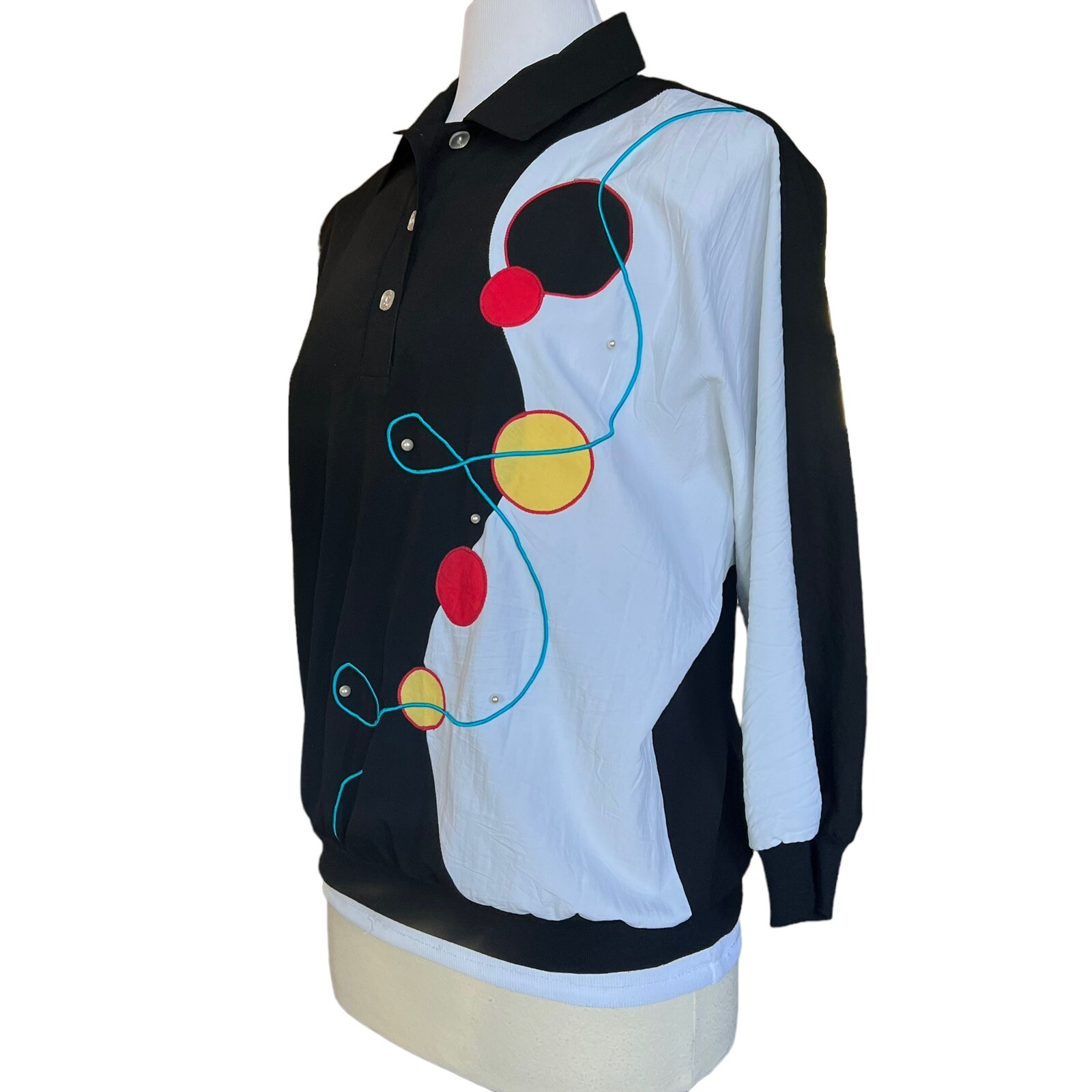 Vintage 1980s G.W. Graff Pullover Jacket Womens L USA Made Geometric Pullover