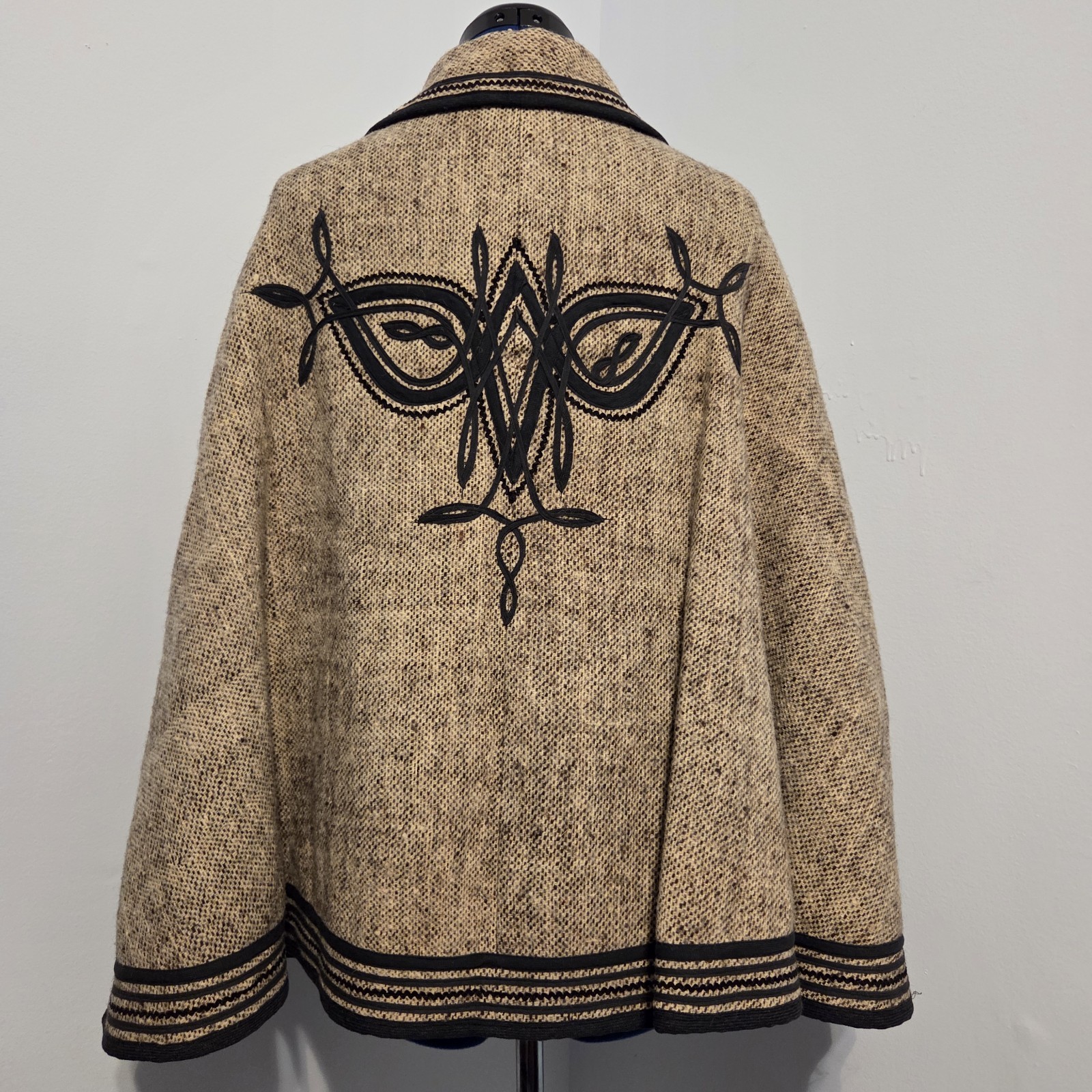 Vintage 70s Guatemalan Embroidered Wool Cape Coat