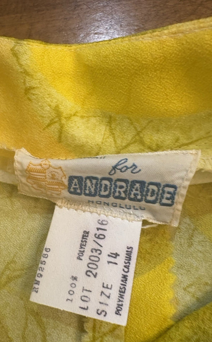 NWOT Vtg ANDRADE Honolulu POLYNESIAN CASUALS Hawaii Pajama Set 14 Yellow 60s
