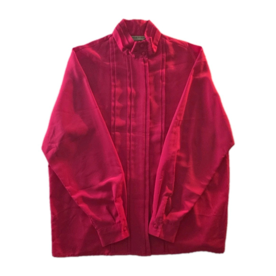 Vintage Pink Long Sleeve Hill Archer Pleated High Collar Blouse – Size 14