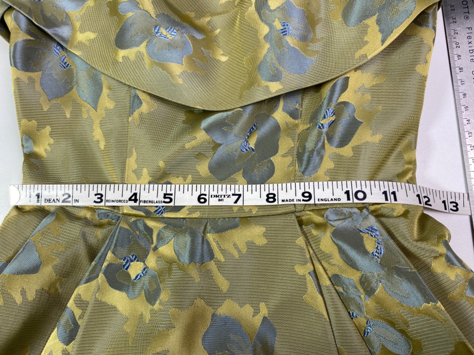 Vtg 1950’s Silk Brocade Floral Party Dress Size 7 Crinoline Retro Glam Classic