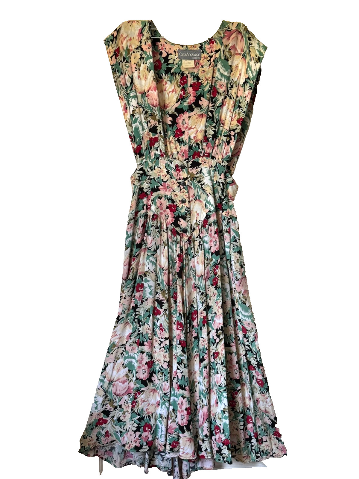 Vintage Carol Anderson Floral Pinafore Midi Dress Size 9/10 Cottagecore Romantic