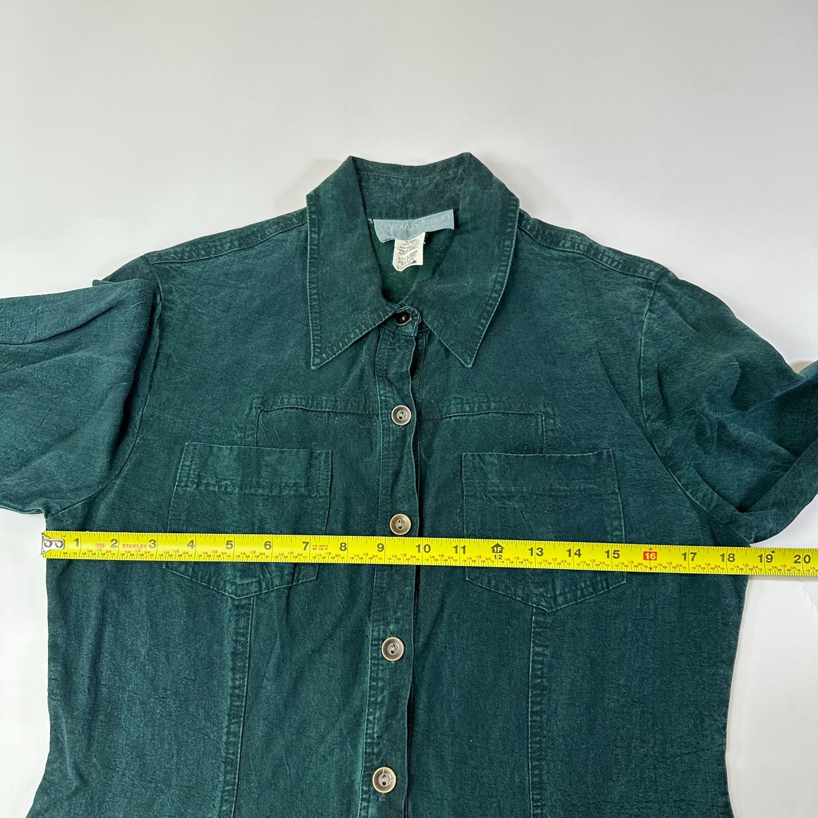Vtg Carol Anderson Maxi Dress M Green Tencel Prairie Western Cottagecore Button