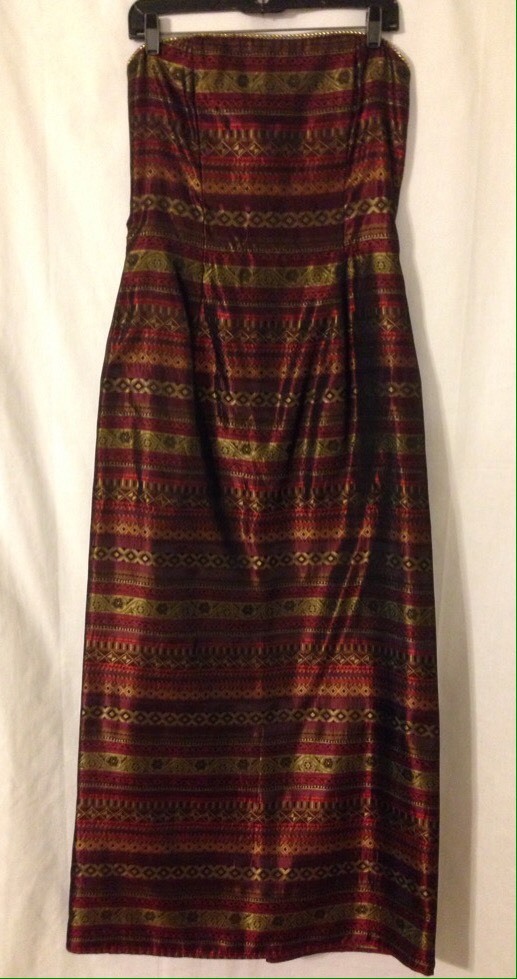 Vintage Scott McClintock Shiny Purple Pattern Formal Dress Beaded Size 10 USA