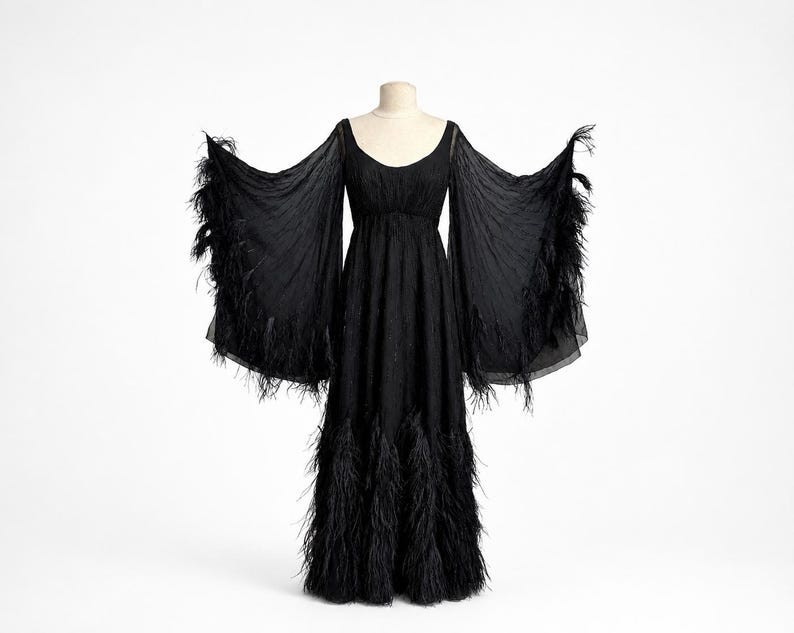 Ruben Panis Gown / Feather Gown / Couture Gown / Size Small