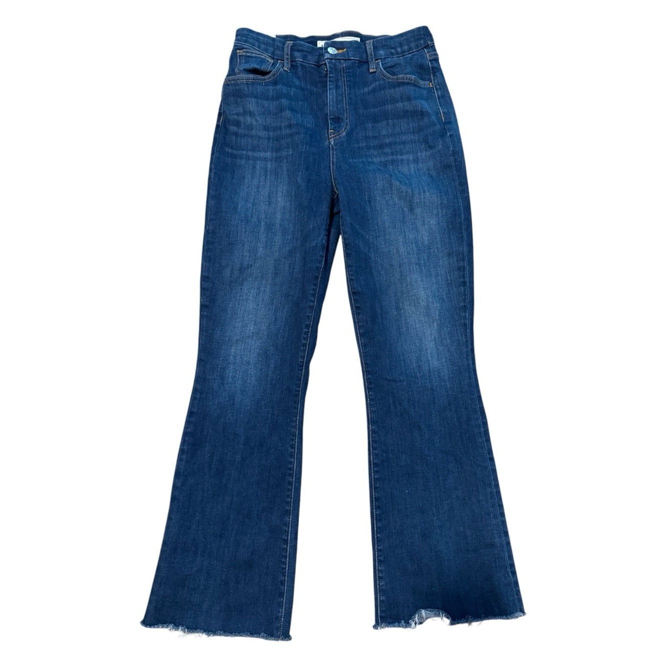 Frank & Eileen Killian Crop Flare Jeans Dark Wash Raw Hem Size 29 EUC