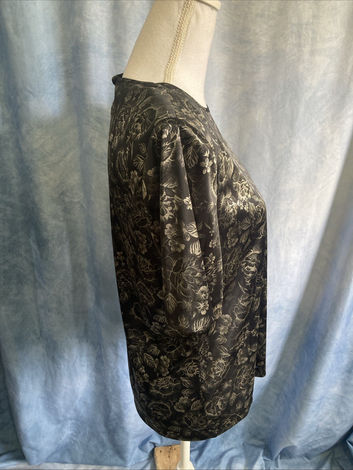 Vtg 80s 90s Petites by Fundamental Things Top Sz 4 Floral Union Made Poly EUC
