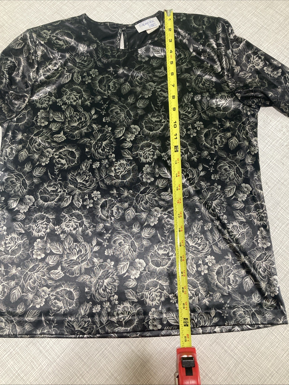 Vtg 80s 90s Petites by Fundamental Things Top Sz 4 Floral Union Made Poly EUC
