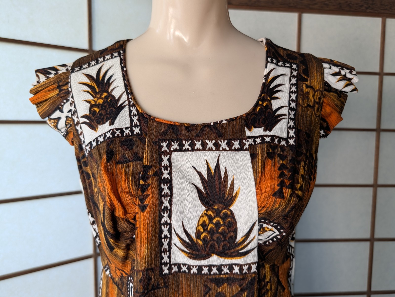 Vtg 60s Hukilau Fashions Honeymoon Set Bark Cloth Aloha Shirt M Muu Muu Dress 12