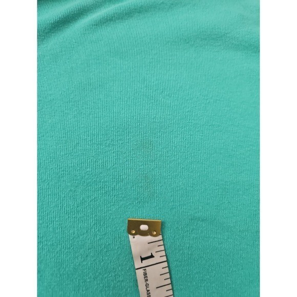 Basic Editions Vintage Teal Green V-Neck T-Shirt Large 100% Cotton Boxy Y2K