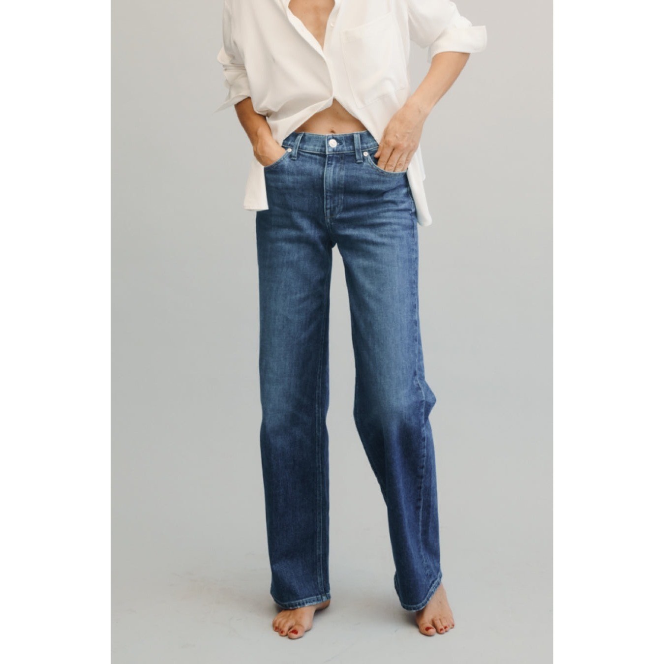 AYR The Secret Sauce Relaxed Straight Leg Blue Jeans in Old School Size 25