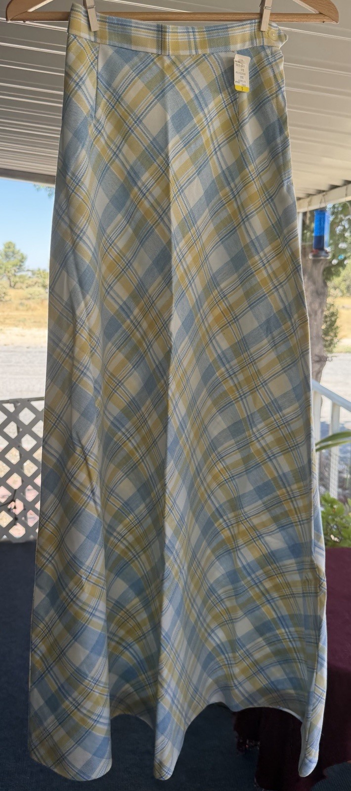 VTG 70s Sears JR Bazaar Maxi Skirt NWT Size 5 Blu/Yello A Line Prairie Deadstock