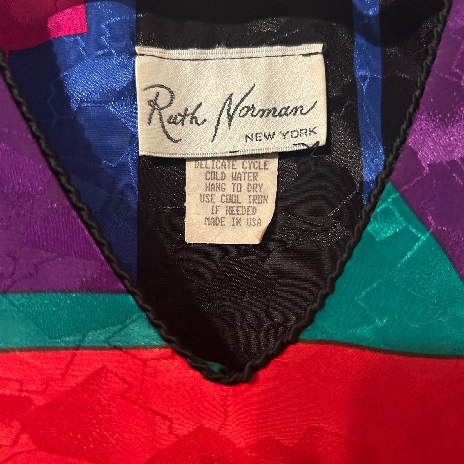 Vtg 80s Ruth Norman New York Colorful Caftan Dress Abstract Art To Wear One Size