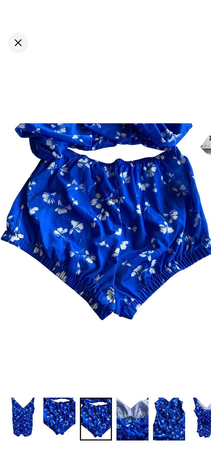 Deadstock Vintage Sears 2 Piece Blue Floral Misses 16 Swimsuit NOS Rare