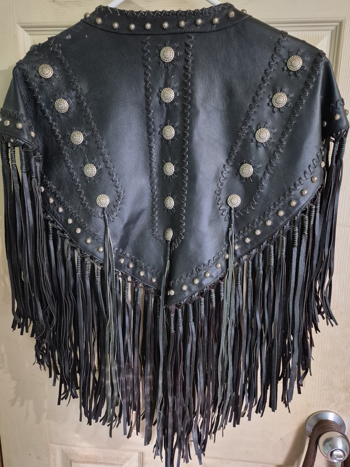 Vintage 3B West by Tanmith Leather Shawl for Women Size Medium