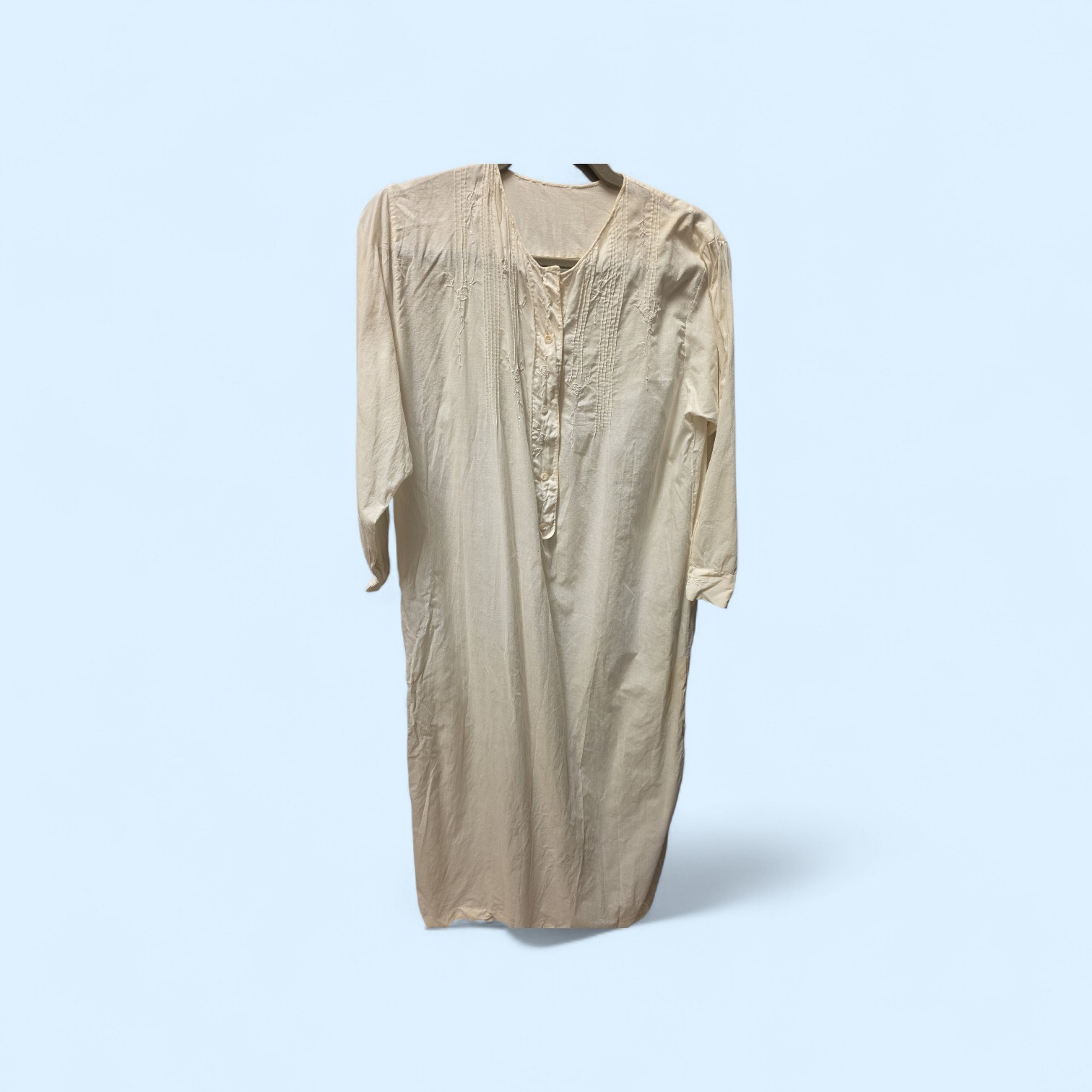 Antique Victorian/Edwardian Night Dress, Night Dress, White on White Embroidery