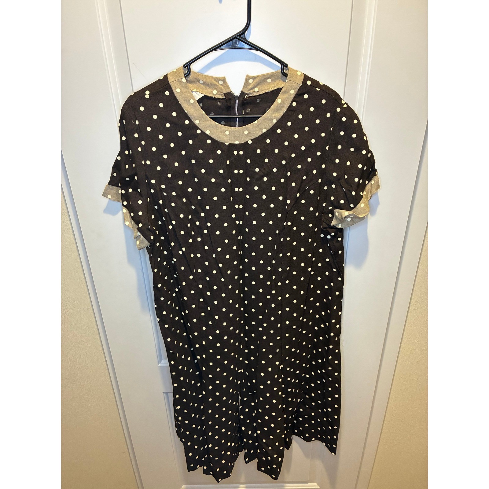 Vintage Brown Polka Dot with Pleats Montgomery Ward Dress Size M/L
