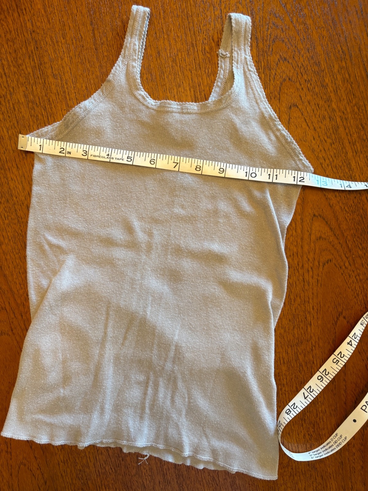 Vintage 70s Vanta Pointelle Grey Tank Top XXS/XS Cotton Stretchy Prarie Western
