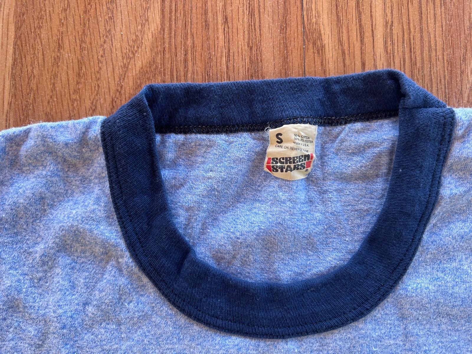 Vtg 1970s S Cowgirl t shirt Western Ringer Heather Rodeo Screen Star Horseshoe