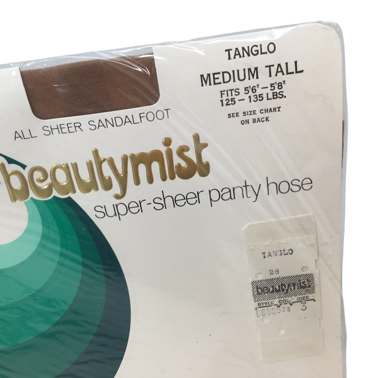 Beautymist Super Sheer Panty Hose NOS Stockings Nylons Sandalfoot Med Tall 8805