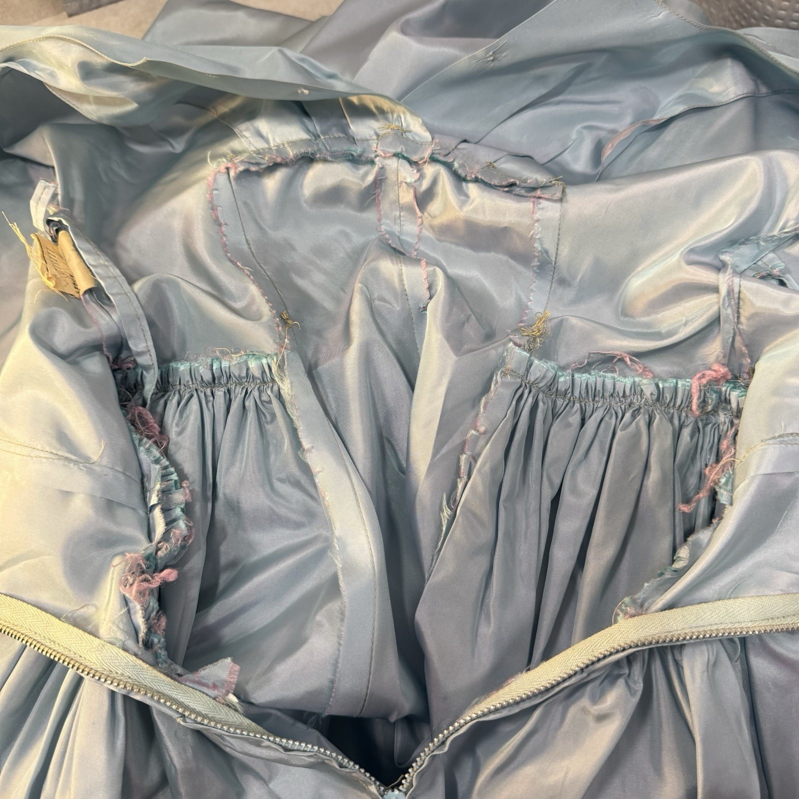 Harry Keiser Party Dress Cocktail Powder Blue Taffeta Tea Length Vintage 1950s