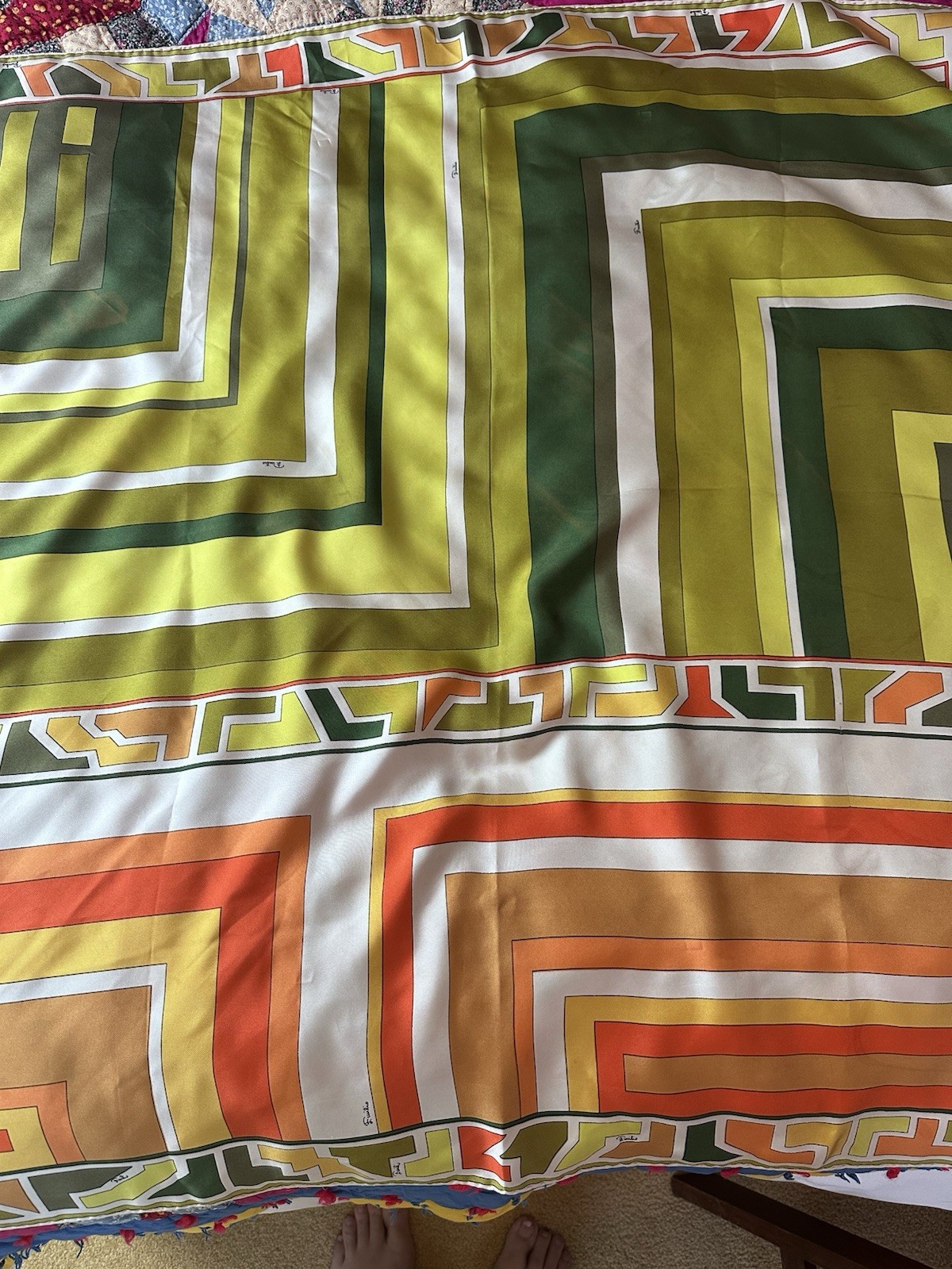 Vintage Emilio Pucci Geometric Silk Scarf Made In Italy 35 In. Square