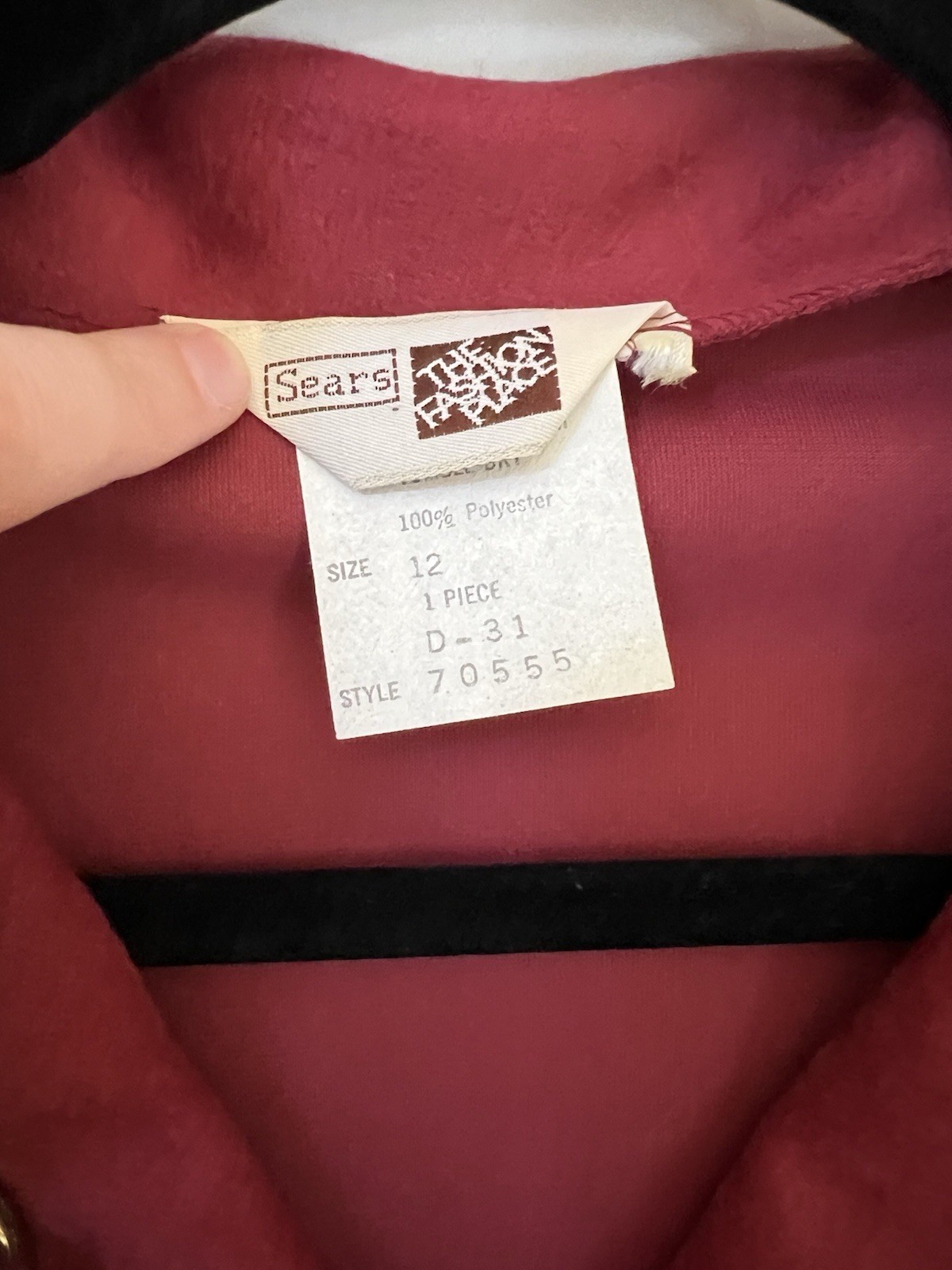 Sears Vintage Suede Like Red Dress with Belt and Buttons