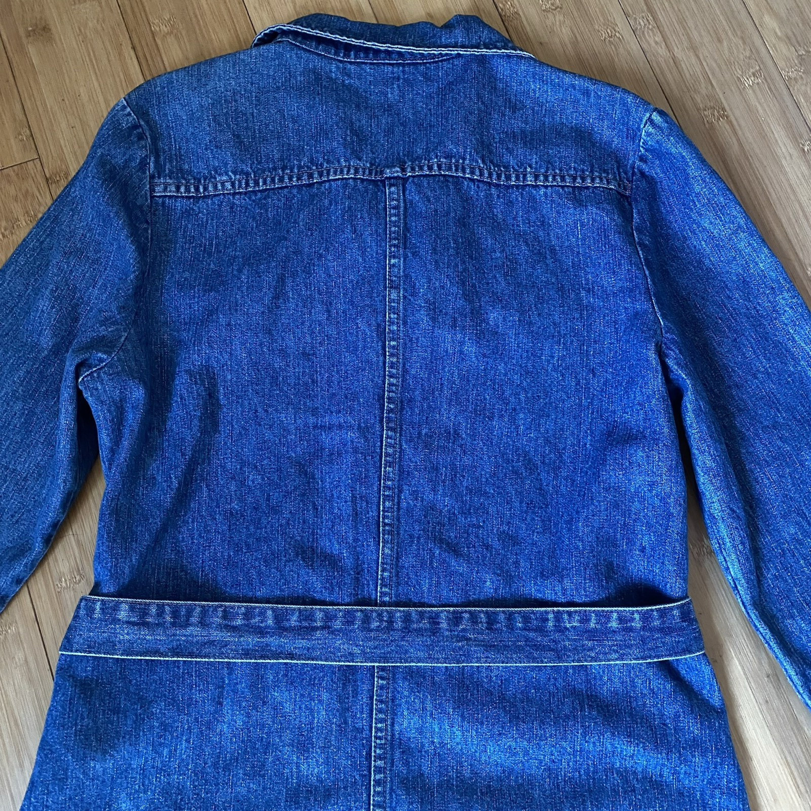 Express Bleus Belted Denim Jacket 100% Cotton Size S Y2K Utility Hong Kong VTG