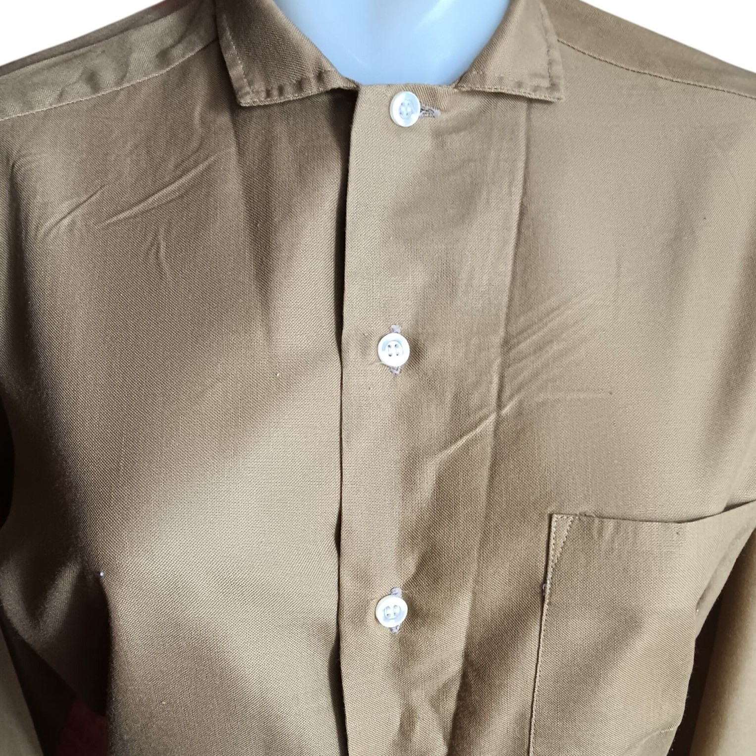 Vintage Button Down Prep Shirt Small Dark Gold 1970’s Long Sleeve Boys 14 USA