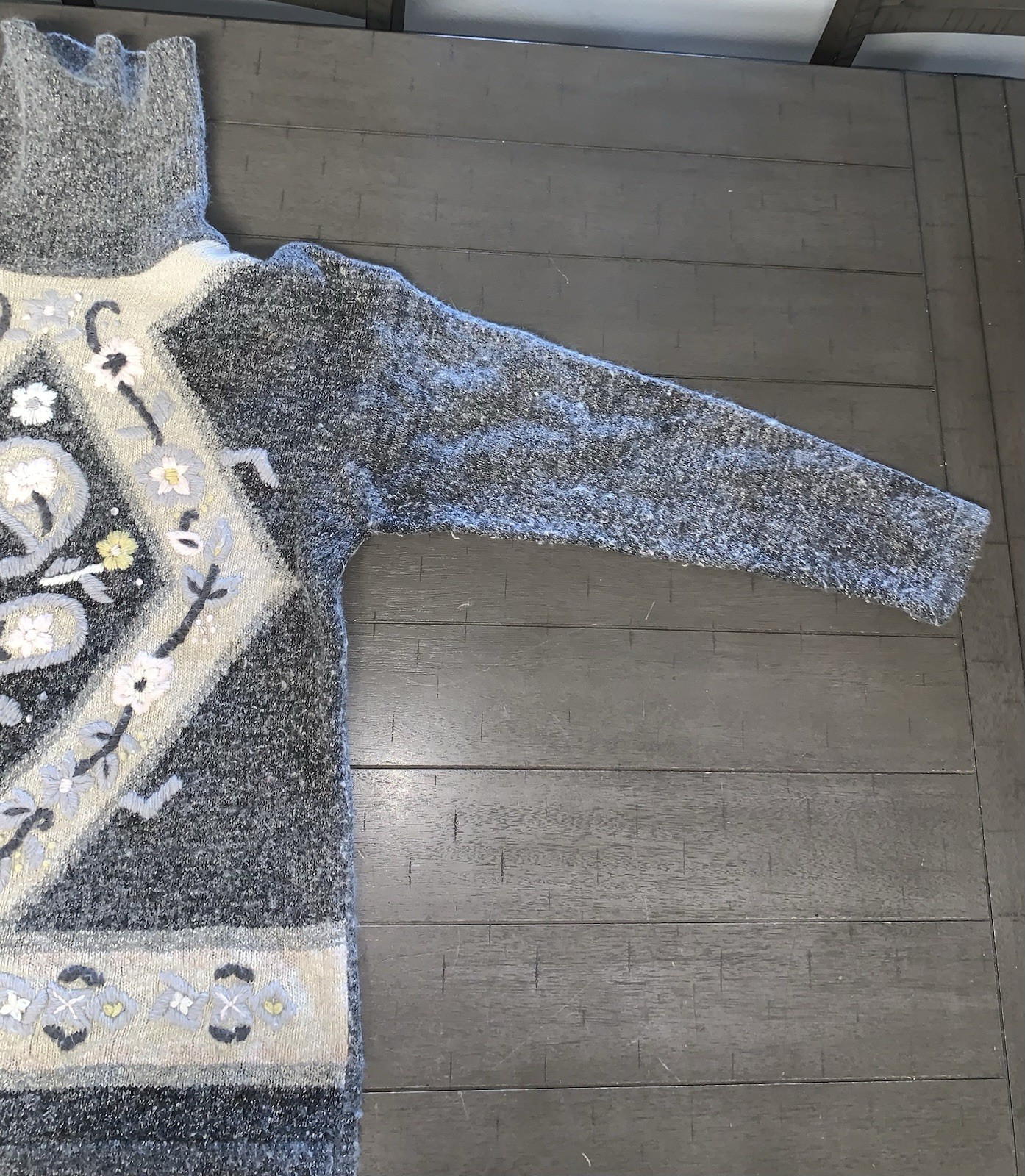 A3 VTG 90s LARGE 14-16 SEGUE SILK ANGORA HAIR BLEND TURTLENECK SWEATER GRAY