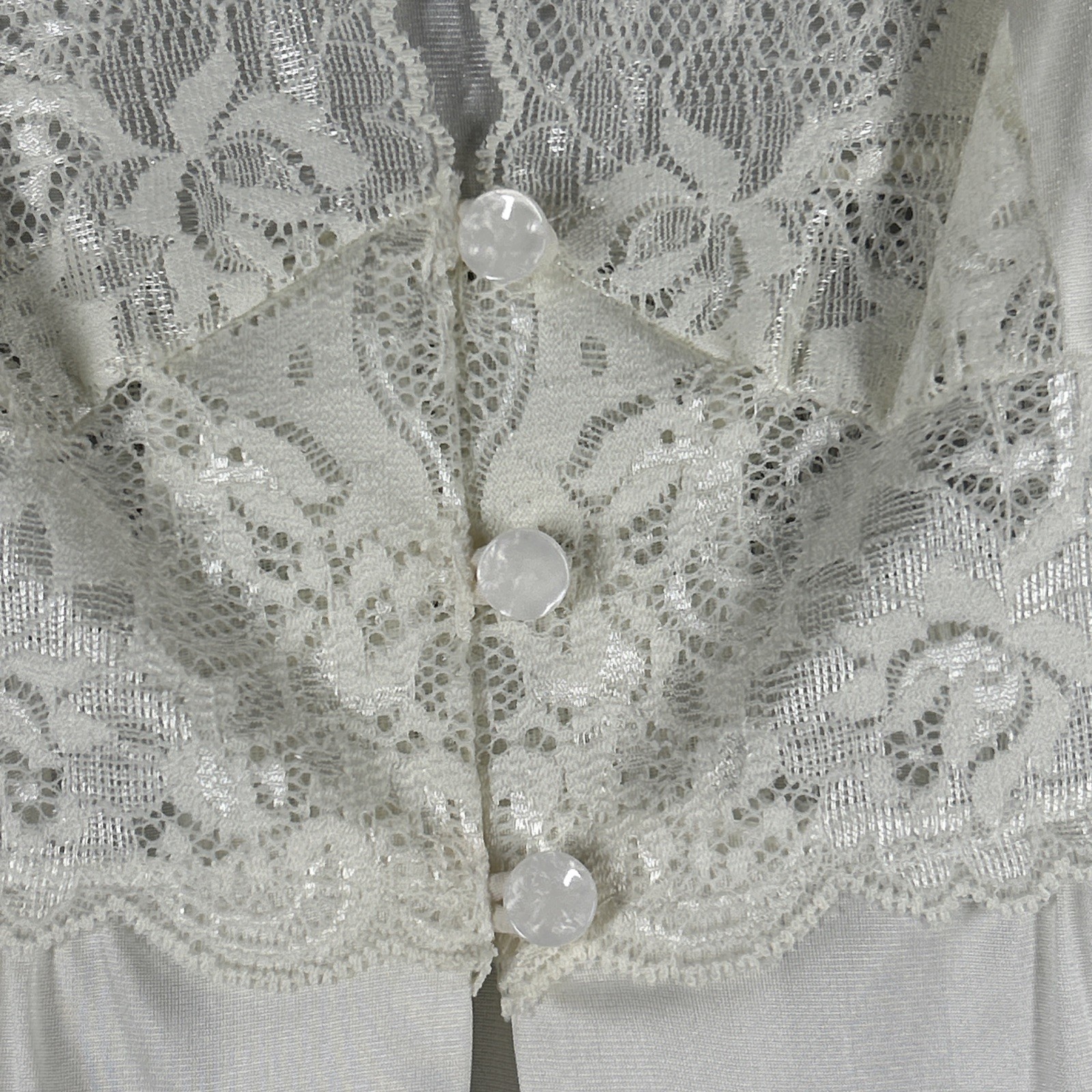 Shadowline Nightgown Lace Bodice Maxi Women’s S Longsleeve 55” Long White