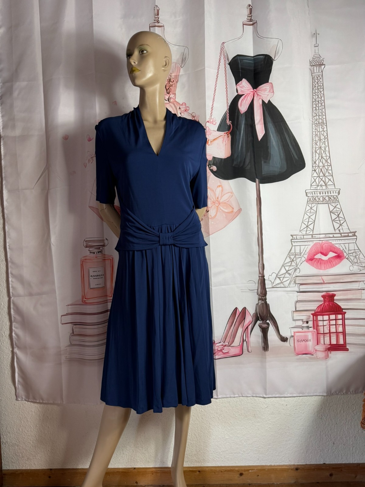 Escada dress 90s 100% viscose rayon jersey draped designer size 40/42