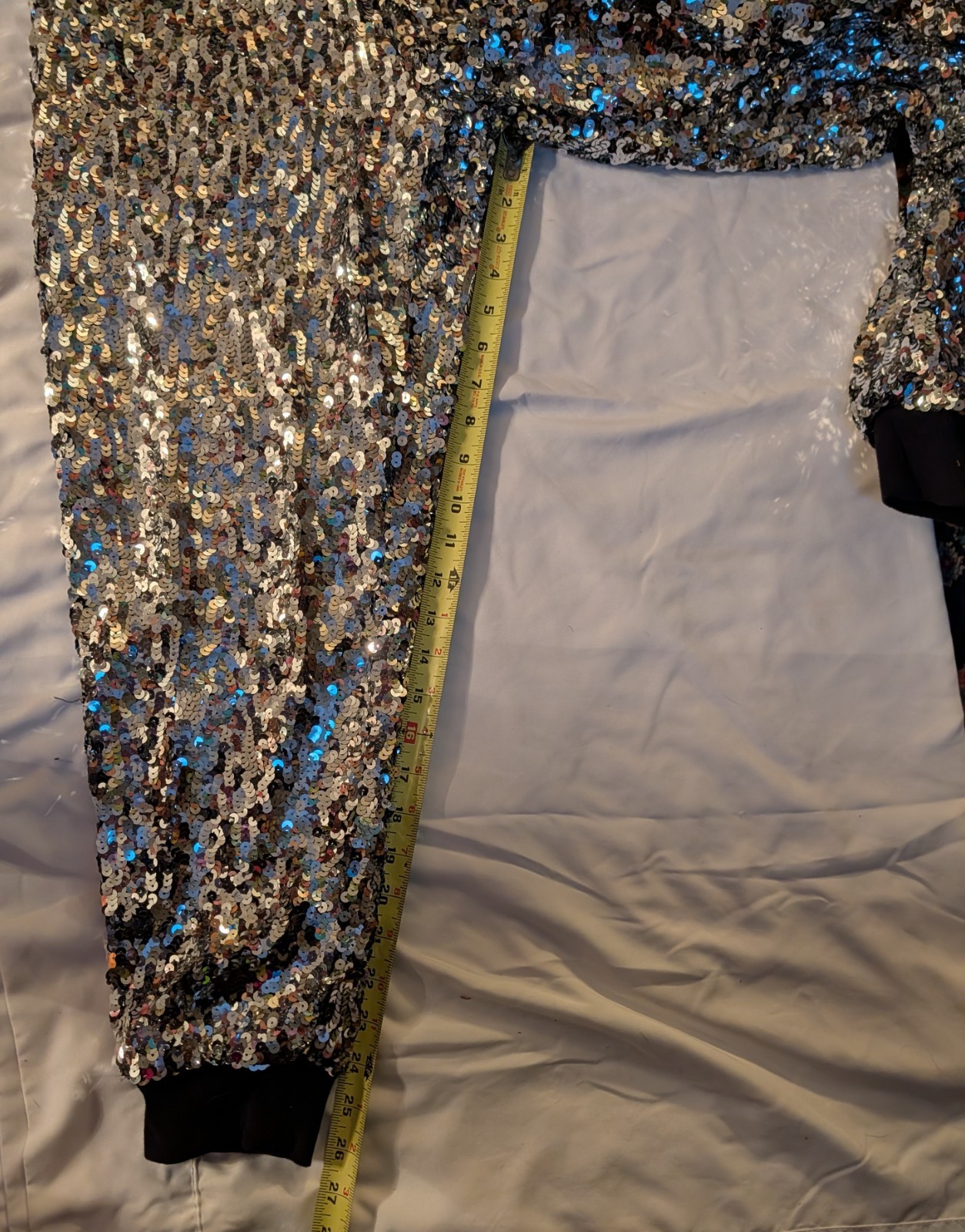 JUICY Silver Sequin Pants Women Sz Med Drawstring Y2K Rave Fully Lined Pull-on