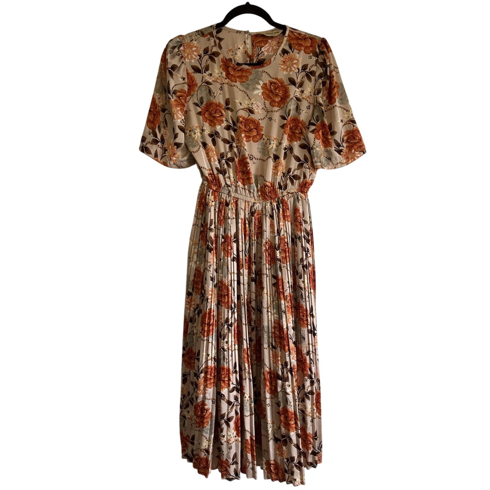 HANAE MORI Japan Vintage Retro Pleated Midi Dress Size M