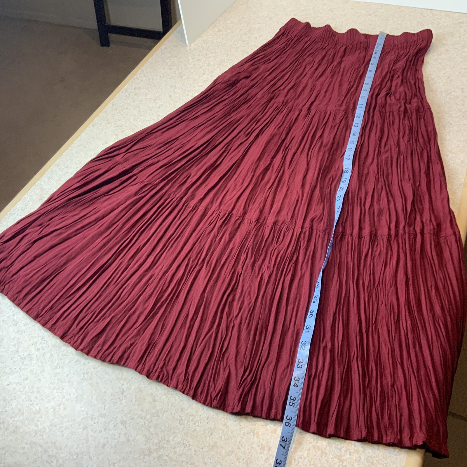 VTG SA Rose San Antonio TX Cowgirl Maroon Broom Boho Maxi Skirt Women’s S Or M