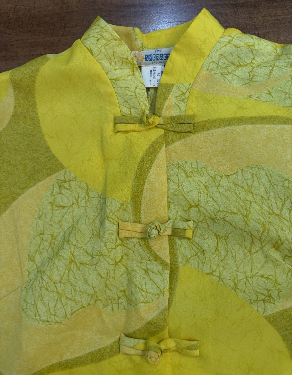 NWOT Vtg ANDRADE Honolulu POLYNESIAN CASUALS Hawaii Pajama Set 14 Yellow 60s
