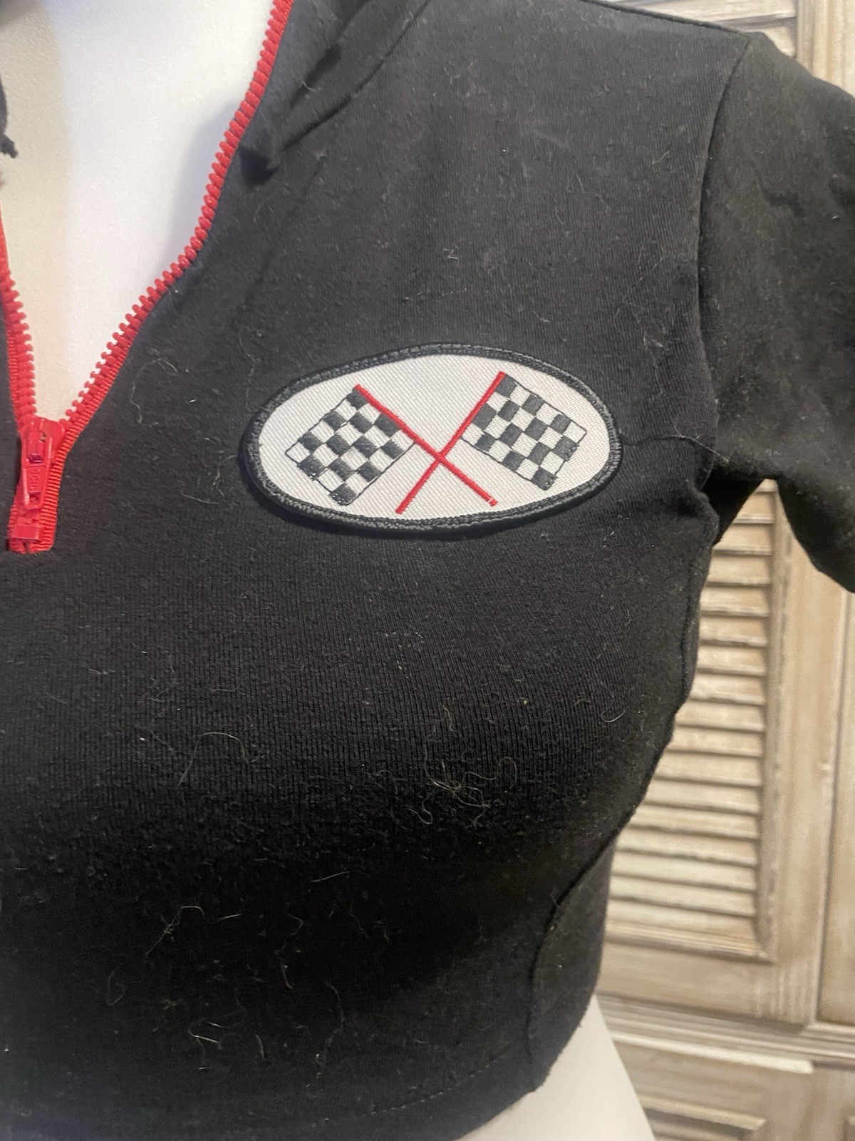 90s Vintage Race Car Crop Top Rockabilly Spandex Cotton Zipper Dance street wear