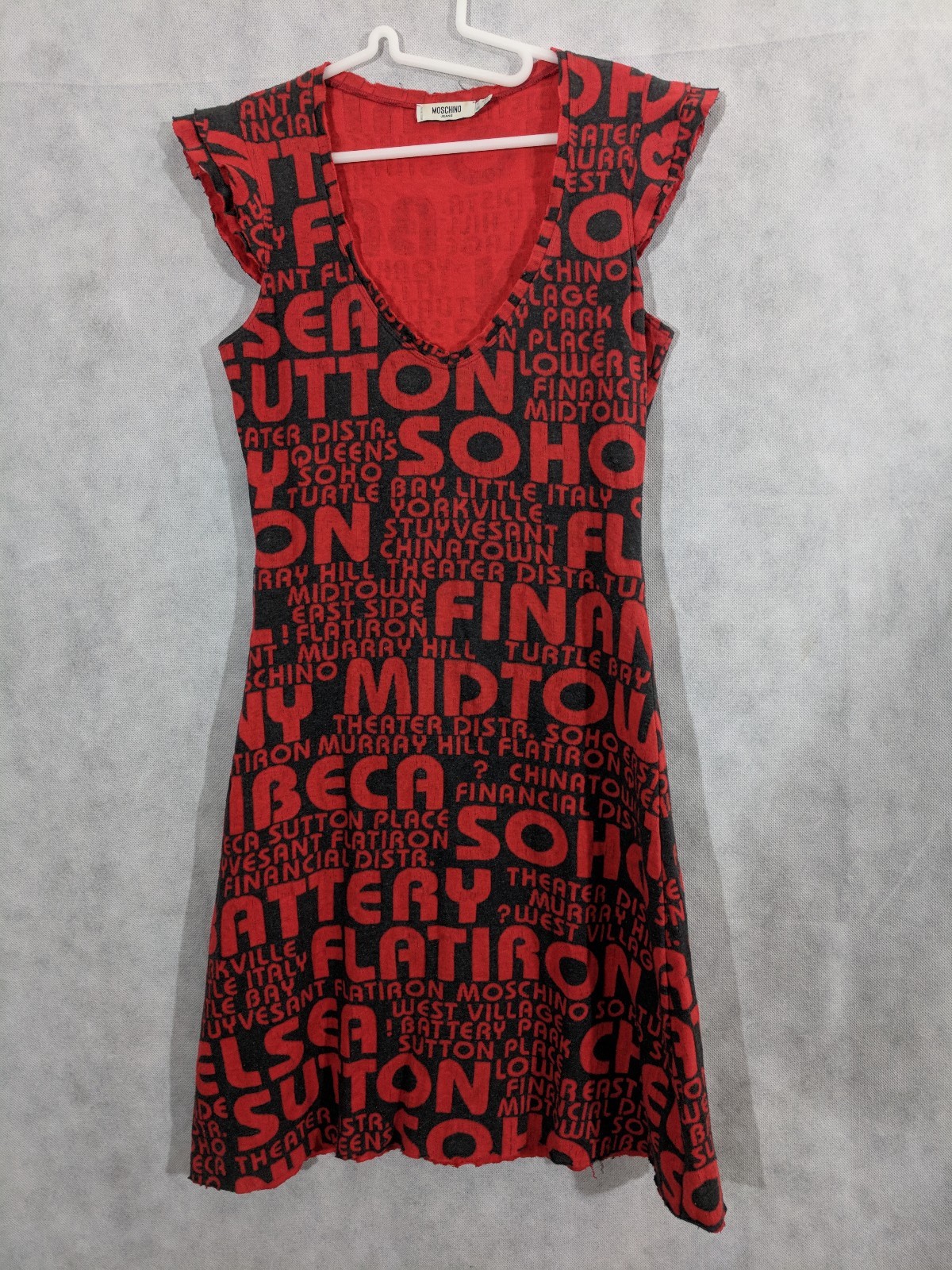 Moschino Jeans Vintage 90s NYC Neighborhods Graphic Dress US 8
