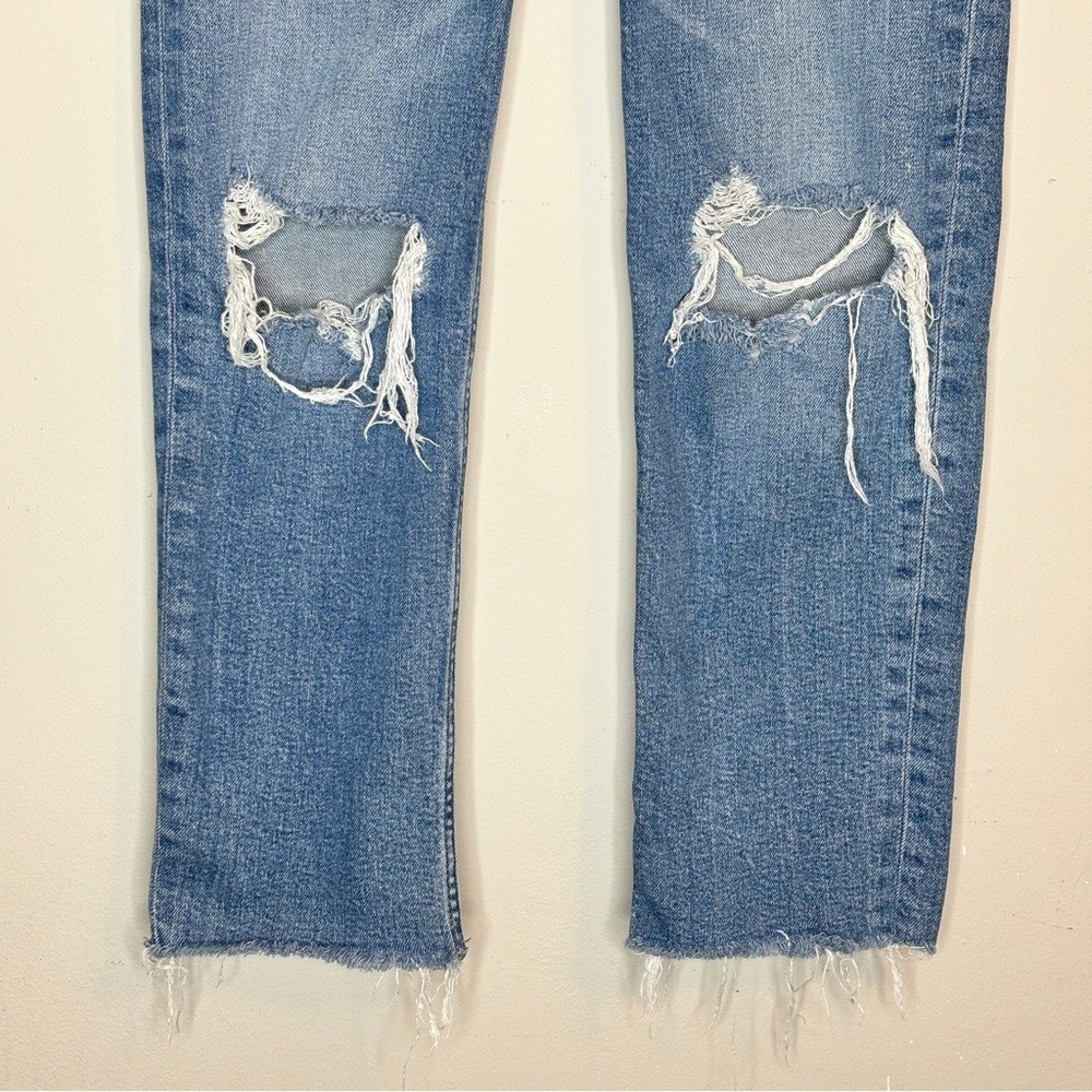 RE/DONE 70s Stove Pipe High Rise Ankle Jeans in Dusk Destroy Size 25