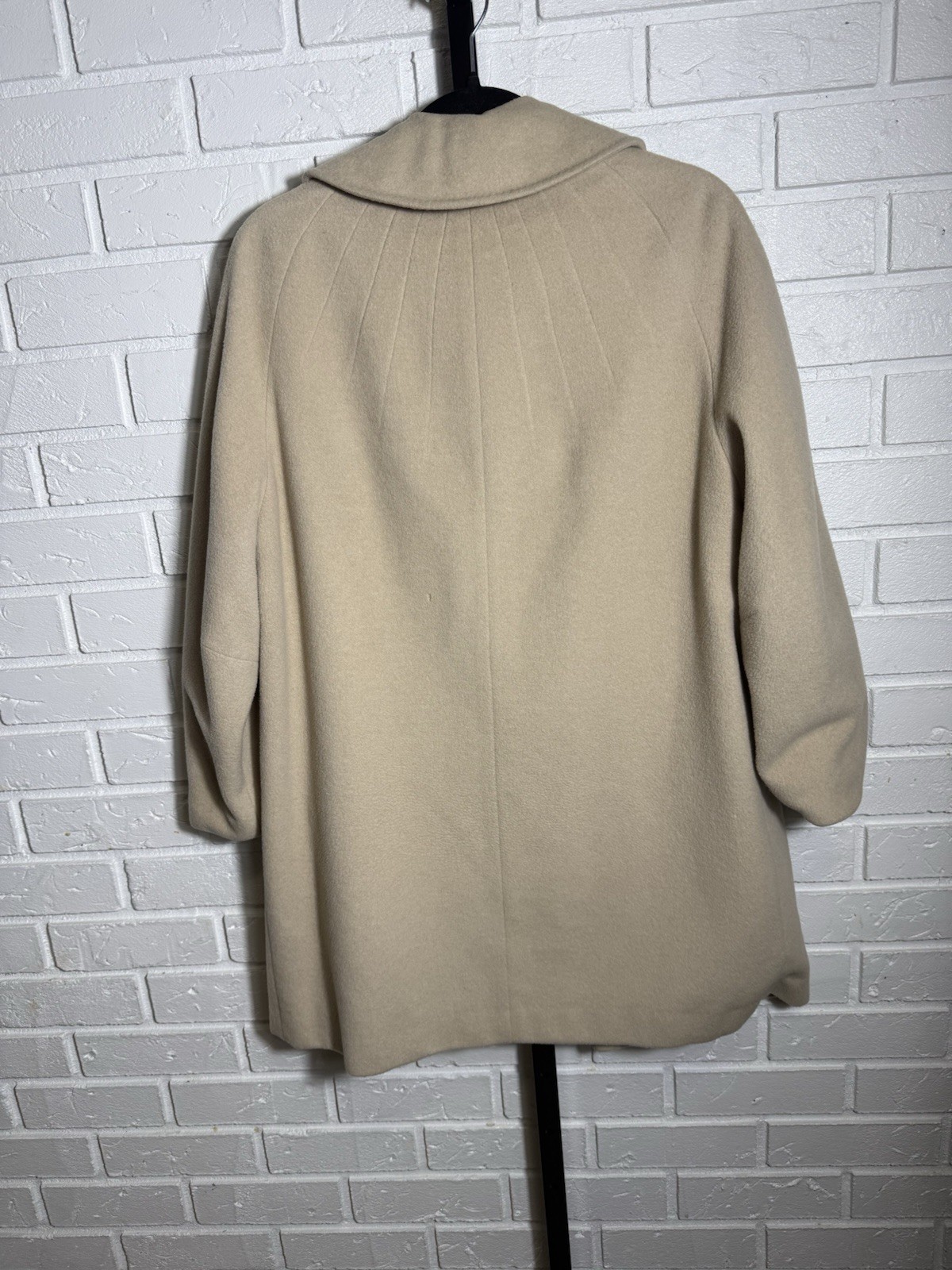 Vintage 100% Cashmere Coat Women’s Camel Beige Classic Minimalist Satin Lined M