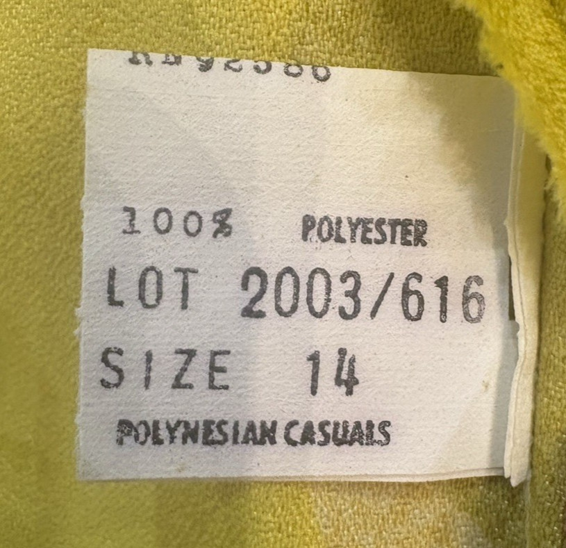 NWOT Vtg ANDRADE Honolulu POLYNESIAN CASUALS Hawaii Pajama Set 14 Yellow 60s