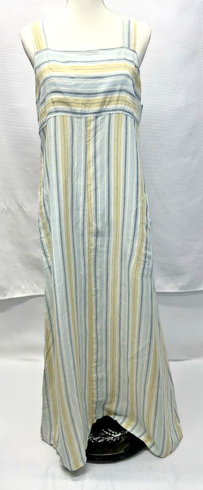 Vintage Olive Sportswear Back Buttton Blue Maxi Dress Pocket Size M Linen q49
